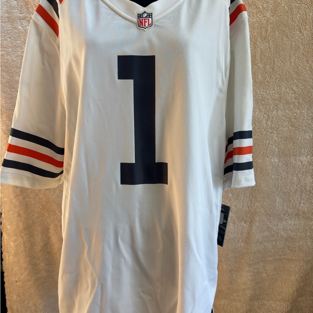White NFL Jersey with Striped Sleeves